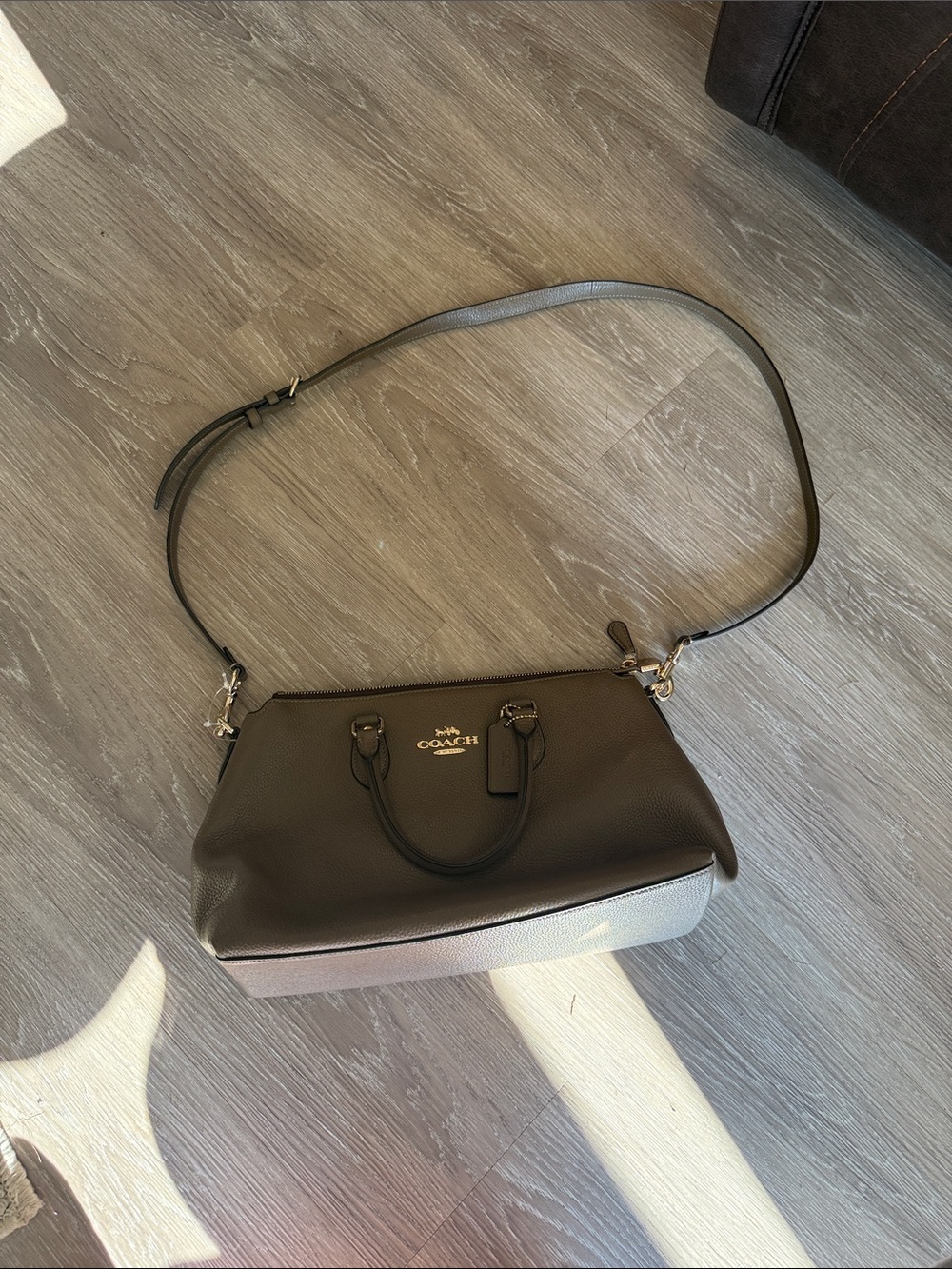 Coach Leather Satchel in Dark Brown with Gold Hardware